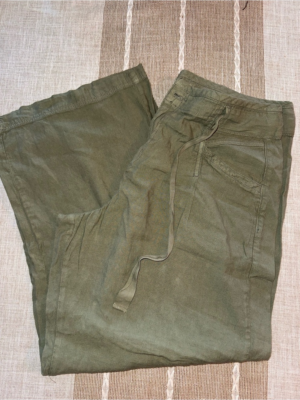 American Eagle Outfitters Olive Green Cargo Drawstring Pants- Wide Leg